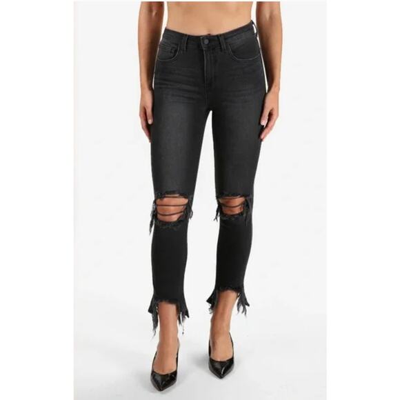 L'AGENCE‎ High Line Skinny Jeans in Nighttime Destruction Distressed Size 25 - Picture 1 of 12